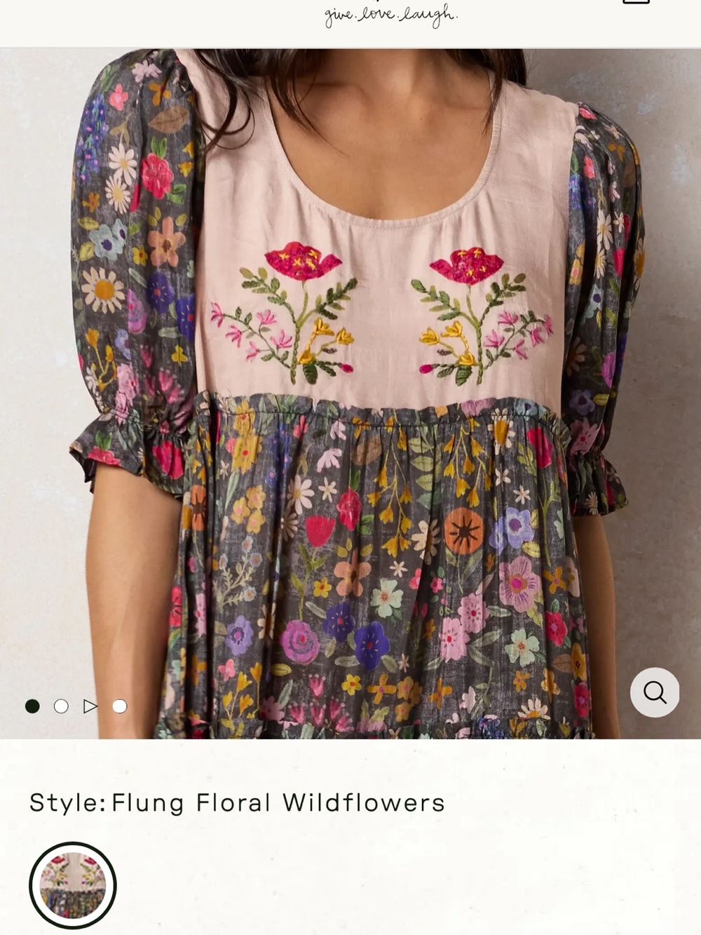 NATURAL LIFE Floral Maxi Dress in Black with Pink Yoke - Picture 3 of 10